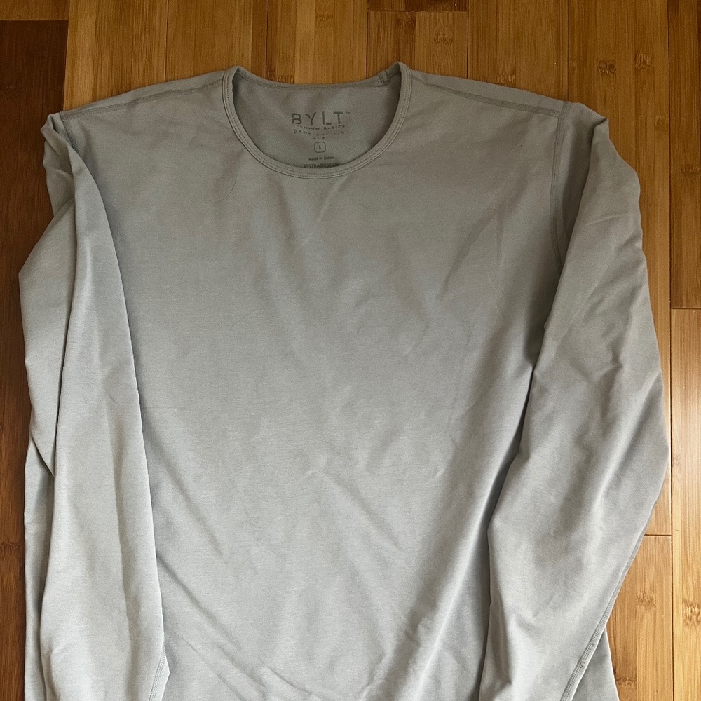 Bylt Drop Cut Long Sleeve light Gray Tee Shirt Sz Large